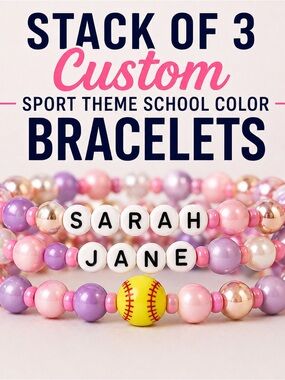 THREE BRACELETS | Custom Stack of 3 Sports-Themed Beaded Bracelets